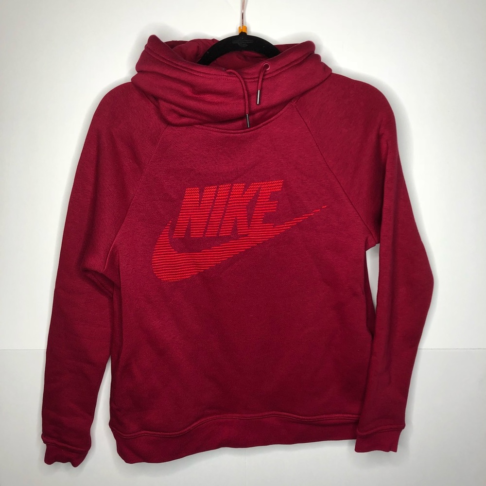 Dark red Nike turtleneck hoodie